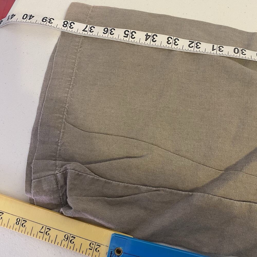 Y2K Banana Republic Women Pants WideLeg Sz 12 DarkGrey 100% Organic Linen Casual - Picture 3 of 11